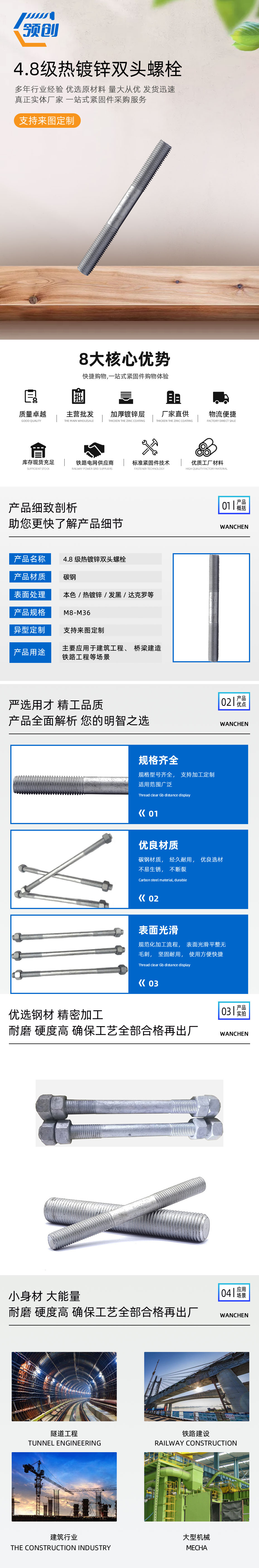 熱鍍鋅雙頭螺栓